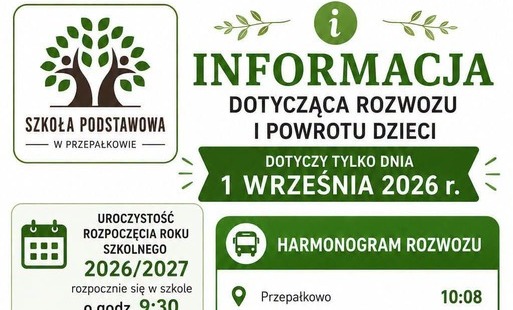 Zdjęcie do Dow&oacute;z i powr&oacute;t dzieci 1 września 2026 r.