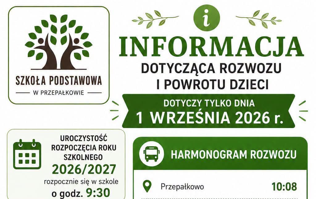 Zdjęcie do Dow&oacute;z i powr&oacute;t dzieci 1 września 2026 r.